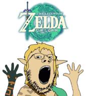 arm ear excited glasses goyslop hand hands_up open_mouth pointy_ears soyjak stubble the_legend_of_zelda variant:gapejak video_game yellow_hair // 800x900 // 337.8KB
