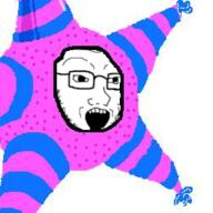 4chan ball birthday blue glasses open_mouth party_hat pink soyjak stubble variant:classic_soyjak // 251x251 // 82.4KB