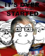 charles_ii closed_mouth clothes country elizabeth_ii flag glasses grey_hair its_just_getting_started its_over king multiple_soyjaks queen smile soyjak stubble subvariant:wholesome_soyjak text thumbnail united_kingdom variant:a24_slowburn_soyjak variant:gapejak variant:markiplier_soyjak // 250x309 // 110.3KB