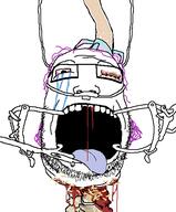 blood broken_teeth crying decapitation glasses gore hair meta:tagme open_mouth purple_hair soyjak stubble tongue tranny variant:unknown // 480x581 // 38.2KB