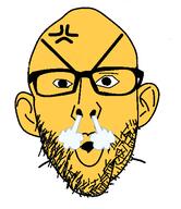 anger_mark angry ear emoticon fume glasses judaism open_mouth soyjak stubble variant:nojak yellow yellow_skin // 452x523 // 22.3KB