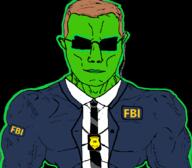 badge brown_hair buff closed_mouth clothes ear earpiece federal_bureau_of_investigation glasses glowie glowing green_skin jacket muscles necktie police subvariant:chudjak_front sunglasses text variant:chudjak vein // 1059x929 // 81.4KB