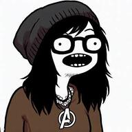 ai_generated avengers beanie clothes female glasses hair hat long_hair necklace open_mouth soy soyjak style_emulation variant:soytan // 351x351 // 16.3KB