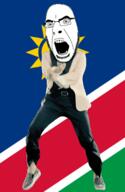 angry animated country dance flag full_body gangnam_style glasses irl namibia open_mouth soyjak stubble sun variant:cobson // 300x460 // 495.6KB