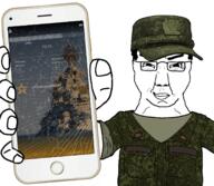 100_days_until_dembel army clothes eyebrows phone screenshot smug subvariant:chudjak_front uniform variant:chudjak // 1729x1508 // 2.5MB