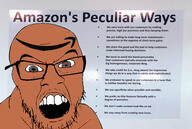 amazon angry brown_skin glasses open_mouth soyjak variant:feraljak // 596x401 // 97.5KB