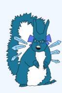 angry animal anime arm blue_skin cirno female full_body glasses hand leg mustache open_mouth soyjak squirrel tail touhou variant:feraljak vidya // 340x512 // 76.0KB