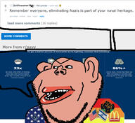 american_flag amerimutt angry balding big_lips black_lives_matter brown_skin clothes communism fist gay gay_flag israel mcdonalds military navy nazism pride_flag reddit sickle speech_bubble star stars statistics suicide text united_states variant:impish_soyak_ears // 1006x922 // 492.9KB