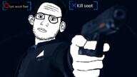 arm clothes connor detroit_become_human ear glasses gun hand holding_object lips soot soyjak soyjak_party stubble text variant:unknown video_game // 736x414 // 123.0KB