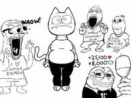3soyjaks animal arm bow cat chippledipple closed_mouth clothes ear eyes_popping frog frown full_body furry glass glasses hand hands_up heart holding_object i_love leg open_mouth pepe smile soyjak stubble subvariant:wholesome_soyjak suit tail text tongue tuxedo twitter variant:gapejak variant:markiplier_soyjak2 variant:waow waow wine_glass // 640x480 // 81.0KB