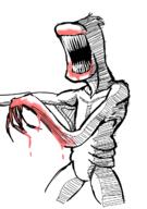 arm art blood claw hand monster oekaki open_mouth soyjak variant:fingerboy // 895x1274 // 435.1KB