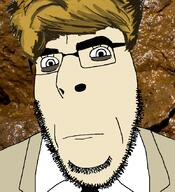 brown_hair closed_mouth clothes glasses hair mexican_twink necktie neutral nsfw poop poopjak soyjak stubble suit variant:cobson white_skin // 775x849 // 511.0KB