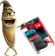 banana brown_hair food fruit full_body glasses hair holding_object irl nintendo nintendo_switch open_mouth soyjak stubble variant:unknown video_game ylyl_banana // 516x526 // 315.4KB