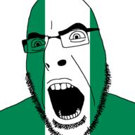 angry country flag glasses nigeria open_mouth soyjak stubble variant:cobson // 721x720 // 10.6KB