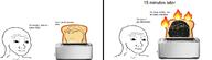 2soyjaks bread burned burnt closed_mouth comic concerned fire food frown glasses objectsoy smile soyjak stubble subvariant:wholesome_soyjak text toast toaster variant:gapejak variant:wojak // 1848x527 // 224.2KB