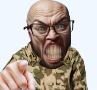 angry clenched_teeth glasses military_uniform pointing pointing_at_viewer realistic stubble variant:feraljak // 534x497 // 304.8KB