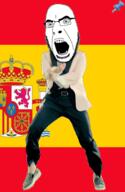animated country dance flag flag:spain full_body gangnam_style glasses irl open_mouth push_pin soyjak spain sticky stubble variant:cobson // 300x460 // 580.0KB