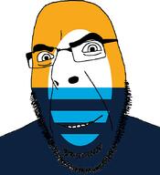 blue city cyan flag flag:milwaukee_new glasses milwaukee open_mouth smile soyjak stubble variant:cobson white wisconsin yellow // 775x849 // 73.8KB