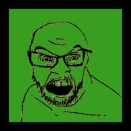 3dgifmaker angry animated crazed glasses green open_mouth soyjak stubble variant:feraljak // 296x296 // 1.0MB