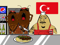 arab beard clothes cockroach country flag flag:turkiye food hair hairy hat iraq kebab mustache pepsi refrigerator soda syria turkiye turkroach variant:guinness_world_record_soyjak2 variant:ishish_soyak_ears // 1134x850 // 543.9KB
