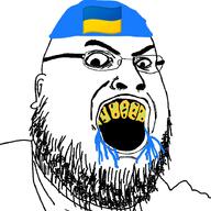 angry bad_teeth beard clothes country drool glasses hat open_mouth soyjak ukraine variant:fatjak // 915x915 // 124.1KB