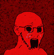 crying ear glasses hand horror noise open_mouth red_skin soyjak stubble variant:soyak // 945x969 // 2.3MB