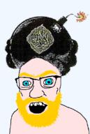 arab arabic_text aryan beard blue_eyes bomb false_prophet glasses islam muhammad open_mouth soyjak subvariant:tetojak thick_eyebrows turban variant:feraljak white_skin yellow_beard // 550x816 // 150.5KB