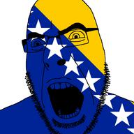 angry bosnia country flag glasses open_mouth soyjak star stubble variant:cobson // 721x720 // 36.8KB