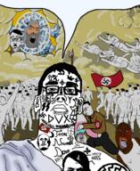 adolf_hitler angry arm art benito_mussolini black_skin blowjob brainlet bwc celtic_cross chudjak_brothers classical_art_parody closed_mouth clothes cloud cross crown drawn_background ear flag flying full_body gem glasses god hair hand iron_cross leg looking_at_you multiple_soyjaks mustache nazi_salute nazism neutral nsfw open_mouth penis purple_hair roman_salute schutzstaffel selfie sky sleeveless_shirt smile smug sonnenrad soyjak speech_bubble speech_bubble_empty stubble subvariant:chudjak_front swastika tattoo text tongue total_nigger_death tranny variant:chudjak variant:cobson variant:gapejak variant:impish_soyak_ears variant:nojak variant:unknown white_lives_matter yellow_teeth // 1284x1575 // 1.2MB