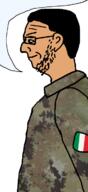 brown_skin camouflage chin countrywar ear glasses hair italy patch side_profile soldier speech_bubble stubble variant:soydierjak // 330x720 // 127.6KB