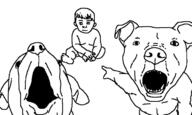 animal baby diaper dog full_body hair open_mouth pitbull pointing redraw soyjak variant:two_pointing_soyjaks // 743x444 // 103.0KB