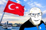 blue_eyes clothes country flag glasses hair irl_background smile soyjak stubble turkey variant:feraljak yellow_hair // 2468x1645 // 2.5MB