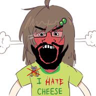 angry beard brown_hair clothes fume glasses hair i_hate lily_hopkins mouse open_mouth soyjak subvariant:science_lover text tshirt variant:markiplier_soyjak vtuber // 400x400 // 82.6KB