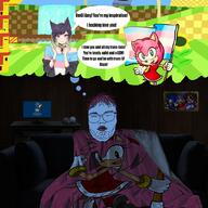 amy_rose blanket closed_eyes computer couch e621 glasses irl_background lesbian open_mouth paxiti pink_hair poster sega sonic sonic_the_hedgehog soyjak stubble tranny variant:unknown video_game yuri // 1080x1080 // 930.9KB