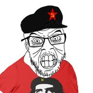 angry che_guevara clenched_teeth clothes communism ear glasses hammer_and_sickle hat mustache soyjak star stubble tshirt variant:feraljak wrinkles // 680x680 // 225.4KB