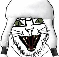 angry animal cat clothes ear fangs glasses green_eyes hat open_mouth snout soyjak stream stubble tagme_streamer_name ushanka variant:feraljak whisker // 636x621 // 226.2KB