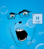 angry blue_skin chemistry element glasses hydrogen open_mouth soyjak stubble text variant:cobson water // 721x789 // 178.4KB