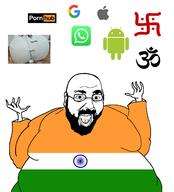 android apple_(company) beard ear fat flag glasses google hand hands_up hinduism india indian logo open_mouth pornhub variant:unknown // 1335x1475 // 216.4KB