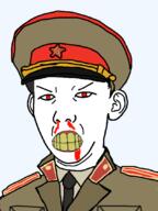 angry blood clenched_teeth closed_mouth clothes communism ear hat kgb kuz necktie red_eyes soviet_union soyjak star transparent uniform variant:yurijak yellow_teeth // 810x1080 // 191.4KB